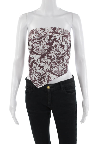 Tibi Womens Batik Strapless Bandeau Top - Cinnamon Multi Size XS