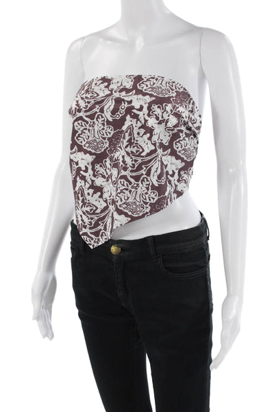 Tibi Womens Batik Strapless Bandeau Top - Cinnamon Multi Size XS