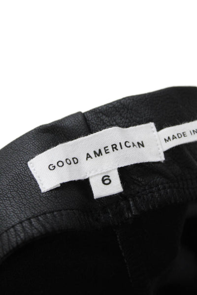 Good American Womens Good Waist Leather Pull On Leggings - Black001 Size 6