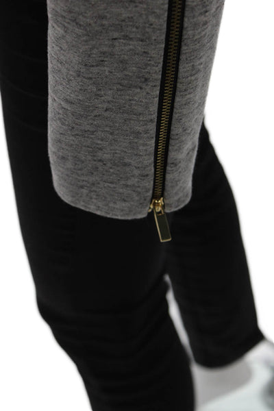 Elizabeth and James Womens Front Zip Crew Neck Crystal Knit Jacket Gray Large