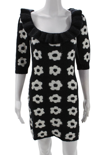KITRI Womens Eleni Knit Mini Dress - Black Tiled Floral Size XS