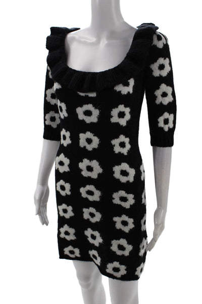 KITRI Womens Eleni Knit Mini Dress - Black Tiled Floral Size XS