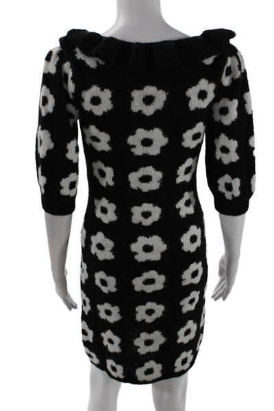 KITRI Womens Eleni Knit Mini Dress - Black Tiled Floral Size XS