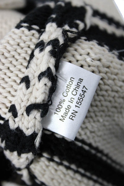 Elaine Kim Women's Long Sleeves Open Front Sweater Cardigan Black Striped Size M