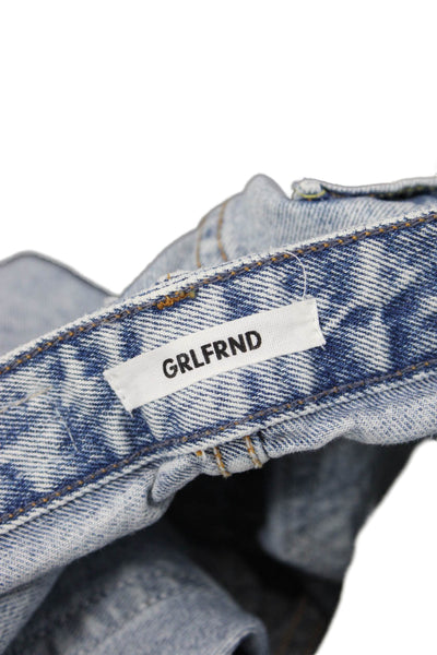 Grlfrnd Women's High Waist Distress Medium Wash Straight Leg Denim Pants Size 23