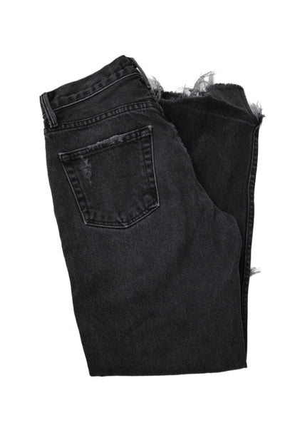 Grlfrnd Womens High Waist Distress Pockets Straight Leg Jean Pants Black Size 23
