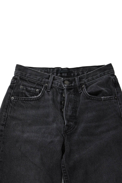 Grlfrnd Womens High Waist Distress Pockets Straight Leg Jean Pants Black Size 23