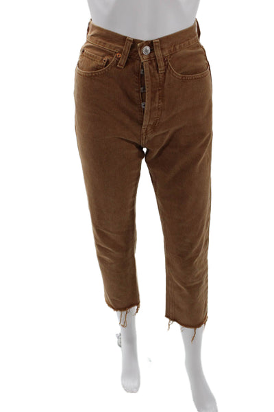 Re/Done Women's Five Pocket High Waist Straight Leg Jean Pants Brown Size 23