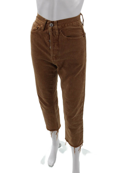 Re/Done Women's Five Pocket High Waist Straight Leg Jean Pants Brown Size 23