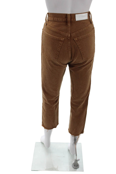 Re/Done Women's Five Pocket High Waist Straight Leg Jean Pants Brown Size 23