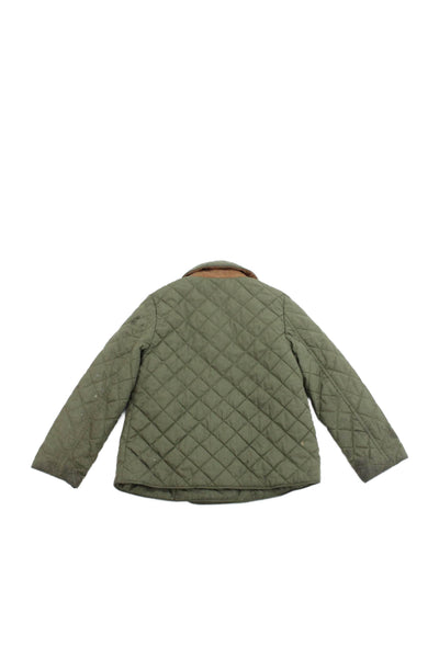 Crewcuts Everyday Girls Quilted Double Breasted Collared Jacket Green Size 4/5