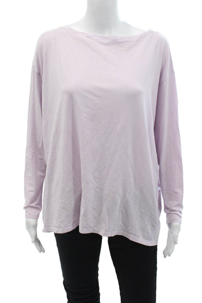 Lululemon Womens Cotton Round Neck Long Sleeve High Low Top Purple Size 10