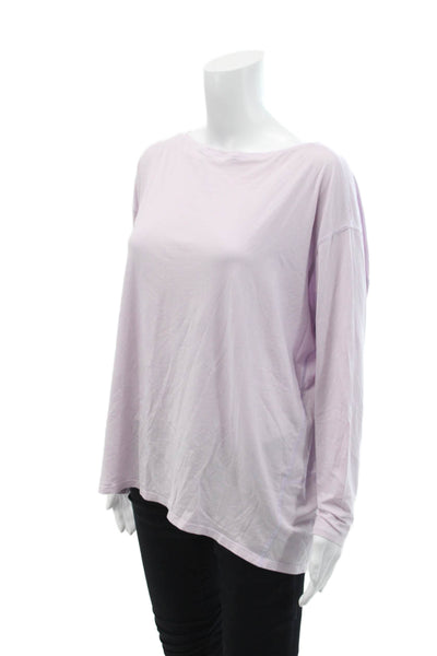 Lululemon Womens Cotton Round Neck Long Sleeve High Low Top Purple Size 10