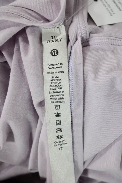 Lululemon Womens Cotton Round Neck Long Sleeve High Low Top Purple Size 10