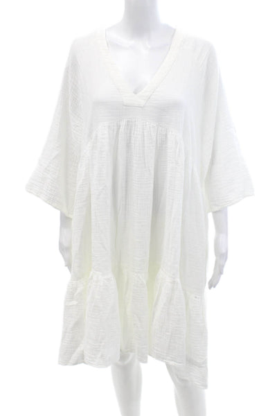 9seed Womens Marbella Ruffle Dress - White Size M/L