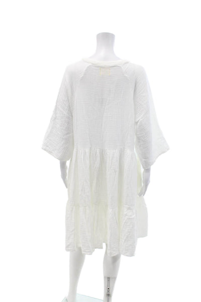 9seed Womens Marbella Ruffle Dress - White Size M/L