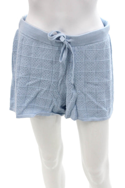 MONROW Womens Crochet Knit Shorts - Soft Blue Size M