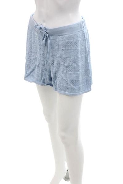 MONROW Womens Crochet Knit Shorts - Soft Blue Size M