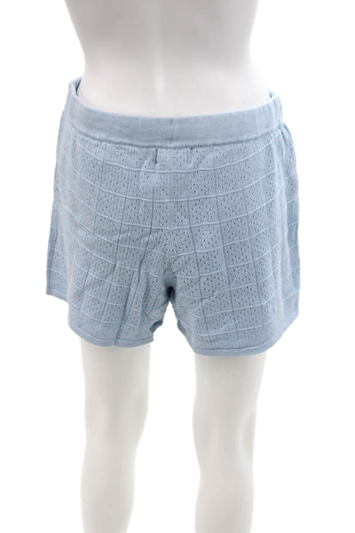 MONROW Womens Crochet Knit Shorts - Soft Blue Size M