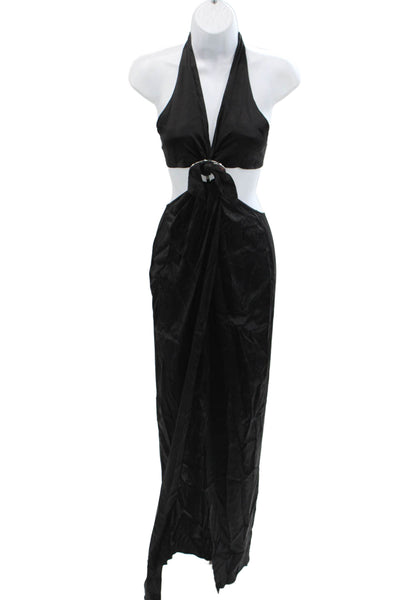 Louisa Ballou Womens Long Buckle Dress - Black Size 32