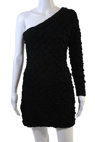 Dur Doux Womens One Sleeve Puckered Mini Dress - Black Size S
