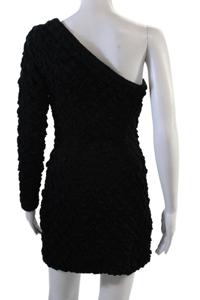 Dur Doux Womens One Sleeve Puckered Mini Dress - Black Size S