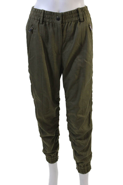 Derek Lam 10 Crosby Womens High Rise Zipper Ankle Cropped Pants Green Size 4