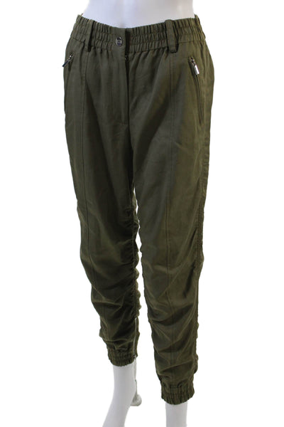 Derek Lam 10 Crosby Womens High Rise Zipper Ankle Cropped Pants Green Size 4