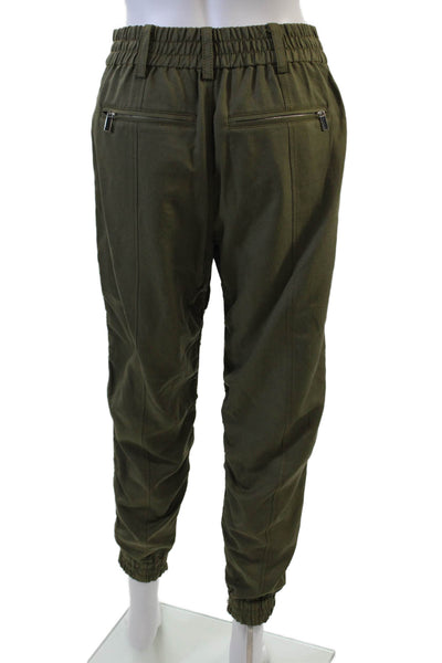 Derek Lam 10 Crosby Womens High Rise Zipper Ankle Cropped Pants Green Size 4