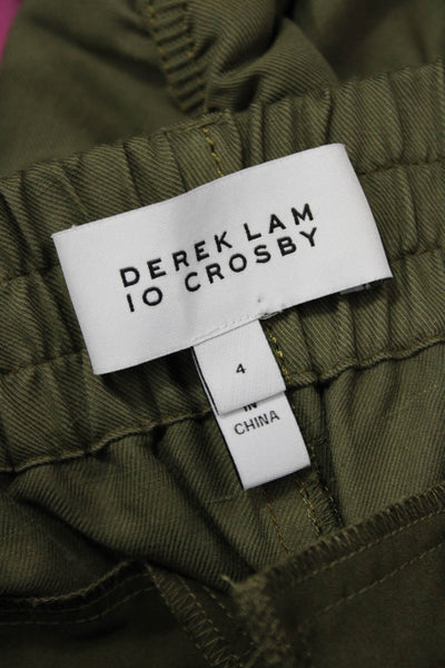 Derek Lam 10 Crosby Womens High Rise Zipper Ankle Cropped Pants Green Size 4