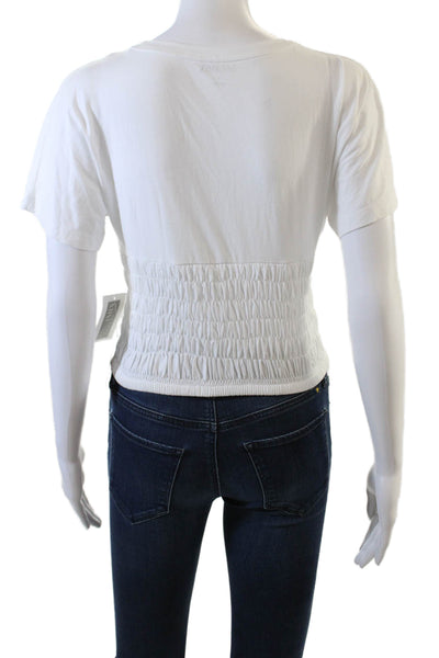Intermix Womens Short Sleeve Scoop Neck Tessie Ruched Shirt White Size Small