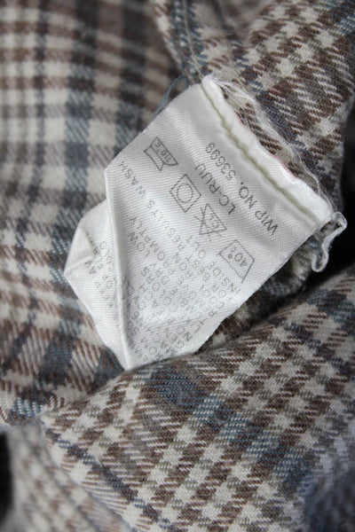 Woolrich Womens Button Front Collared Plaid Lace Patched Shirt Brown Size Large