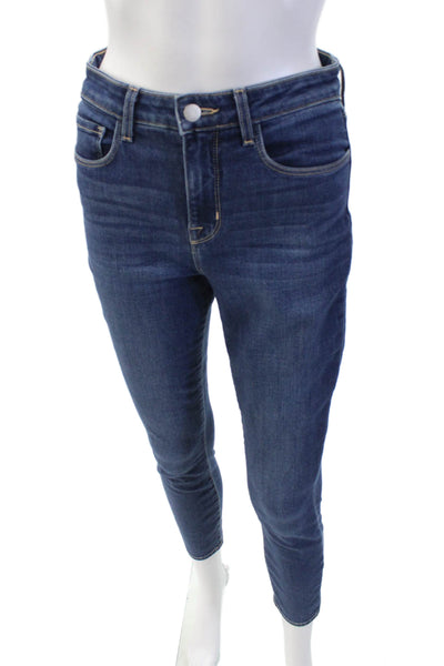 L Agence Womens Cotton Zip Button Straight Leg Lined Denim Jeans Blue Size EUR 2