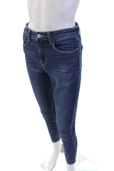 L Agence Womens Cotton Zip Button Straight Leg Lined Denim Jeans Blue Size EUR 2