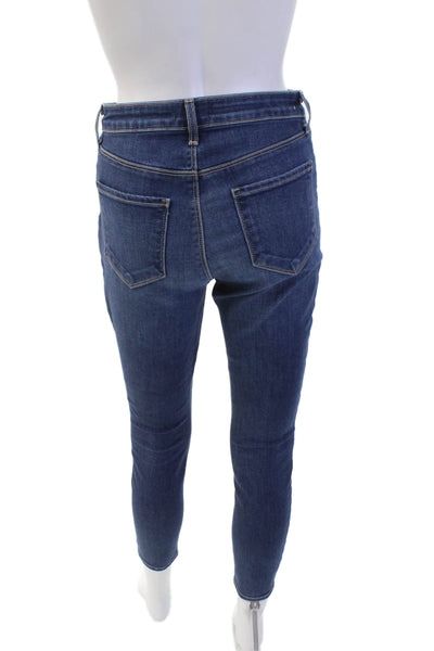 L Agence Womens Cotton Zip Button Straight Leg Lined Denim Jeans Blue Size EUR 2