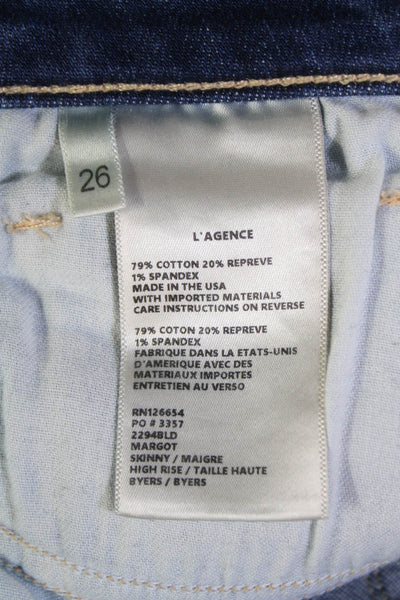 L Agence Womens Cotton Zip Button Straight Leg Lined Denim Jeans Blue Size EUR 2