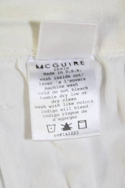 McGuire Womens Cotton Zip Button Straight Leg Lined Jeans White Size EUR 25