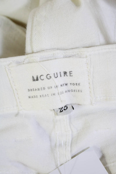 McGuire Womens Cotton Zip Button Straight Leg Lined Jeans White Size EUR 25