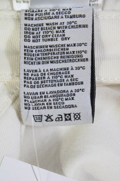 R13 Womens Cotton Zip Button Fray Leg Distressed Slim Jeans White Size EUR 25