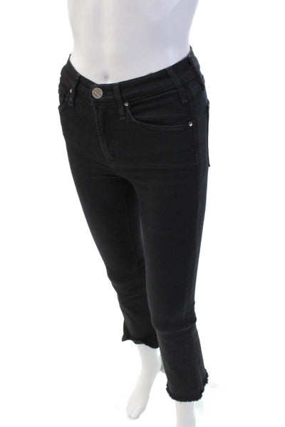 McGuire Womens Cotton Zip Button Straight Leg Dark Wash Jeans Black Size EUR 24