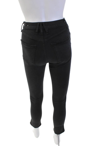 McGuire Womens Cotton Zip Button Distressed Slim Leg Jeans Black Size EUR 24