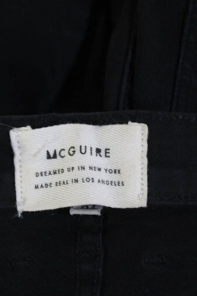 McGuire Womens Cotton Zip Button Distressed Slim Leg Jeans Black Size EUR 24