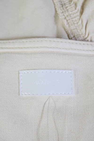 Mother Womens Denim Zip Up Ruffle Mini Skirt Beige Size 27