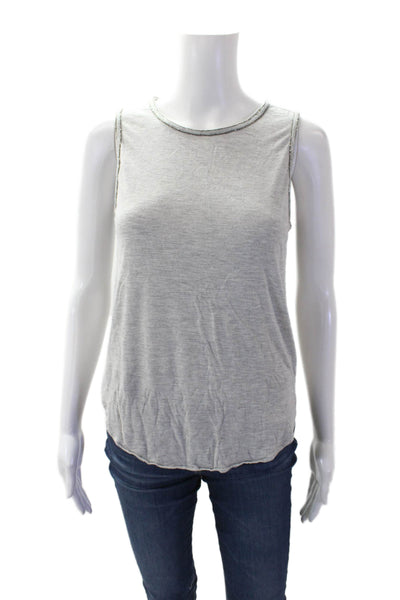 Haute Hippie Womens Beaded Trim Detail Tank Top Blouse Light Gray Size XS