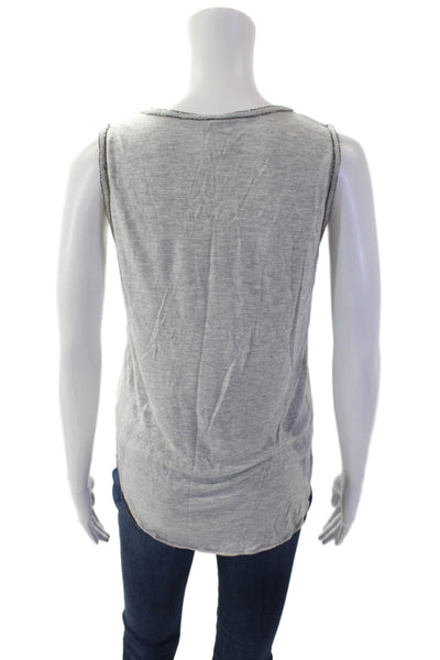 Haute Hippie Womens Beaded Trim Detail Tank Top Blouse Light Gray Size XS