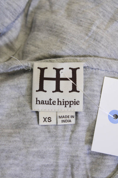 Haute Hippie Womens Beaded Trim Detail Tank Top Blouse Light Gray Size XS