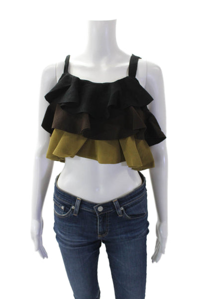 Rosie Assoulin Womens Ruffle Tank - Black Size M