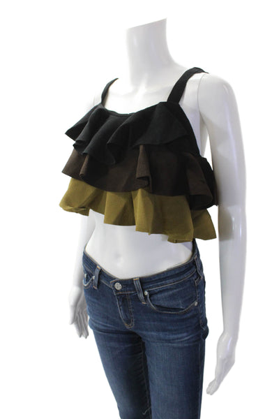 Rosie Assoulin Womens Ruffle Tank - Black Size M