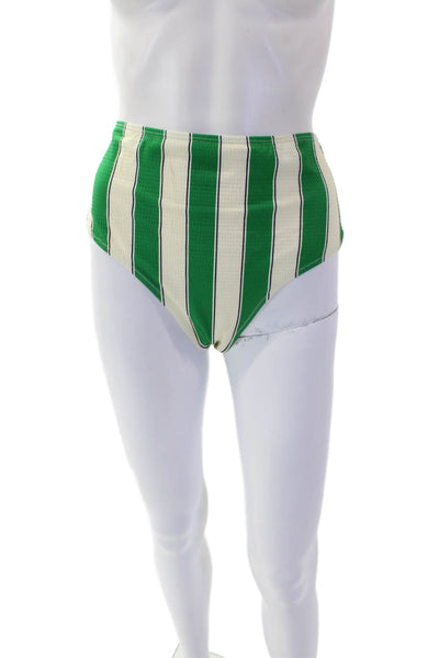 STAUD Womens Devon High Rise Bikini Bottoms - Bungalow Stripe Size L