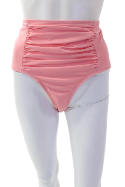 STAUD Womens Declan High Rise Bikini Bottoms - Pearl Pink Size XL